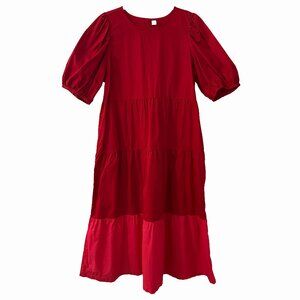 Red Tiered Cotton Dress